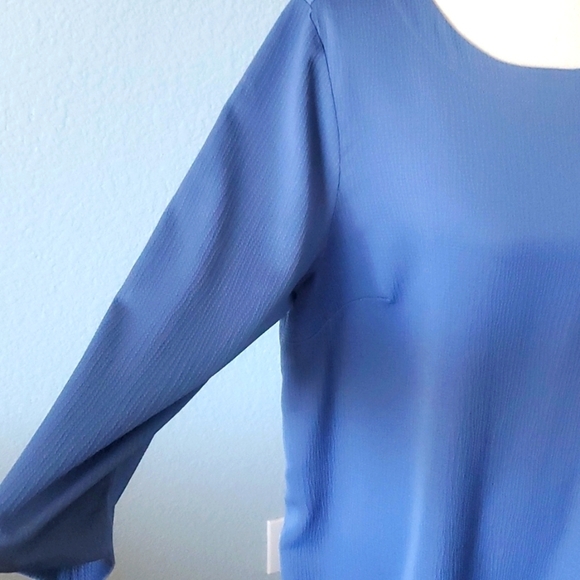 J JILL wearever easy care long tunic soft blue 3/4 sleeves size large - Picture 2 of 10